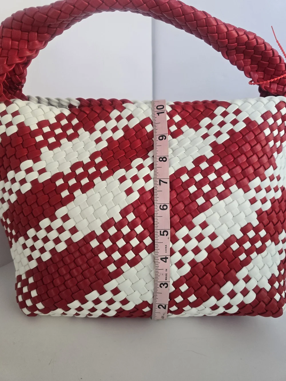 Red & White Woven Shoulder Bag for Women